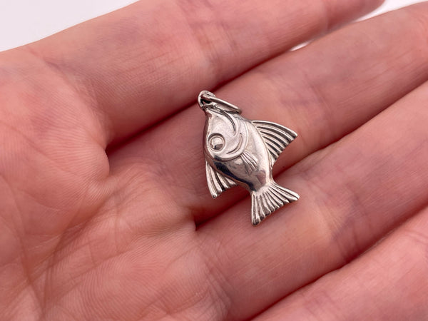 sterling silver puffy fish pendant