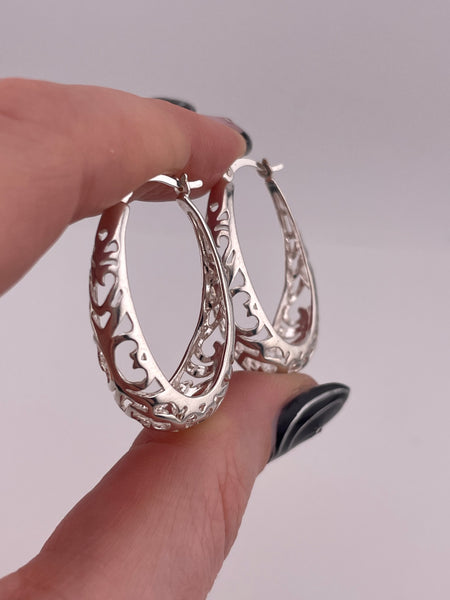 sterling silver cut-out hoop earrings