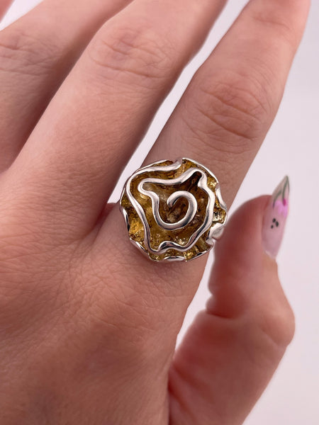 size 7.75 sterling silver abstract wavy flower ring