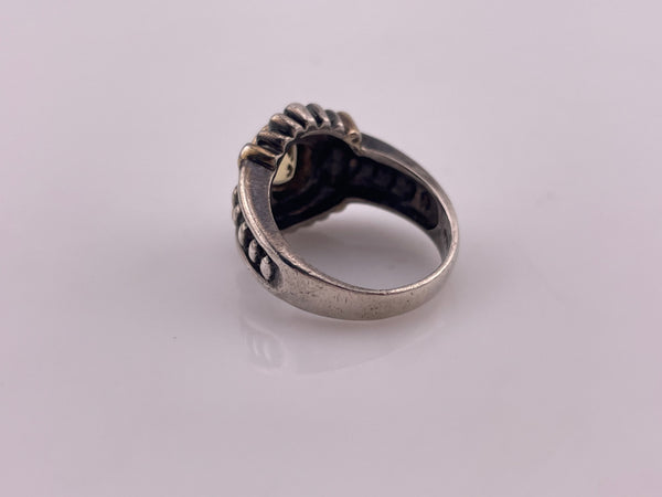 size 8 sterling silver & gold plated faceted citrine ring