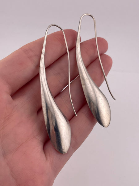 sterling silver large stoneless threader dangle earrings