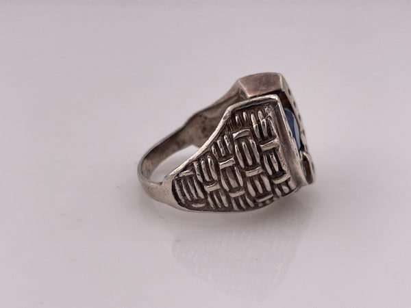 size 11.5 sterling silver faceted blue spinel horseshoe ring