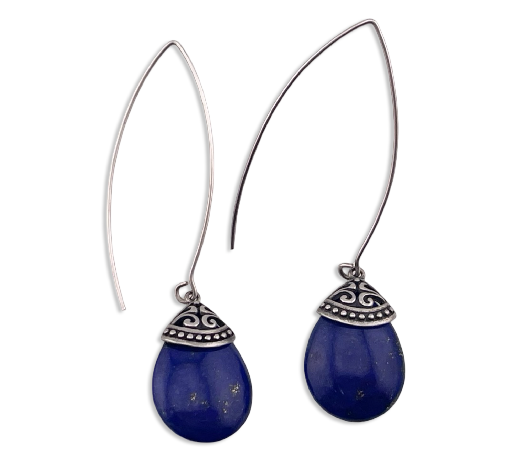 sterling silver lapis dangle threader earrings