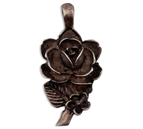 sterling silver rose flower pendant