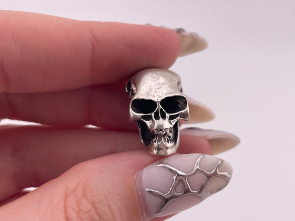 sterling silver 3D solid skull pendant