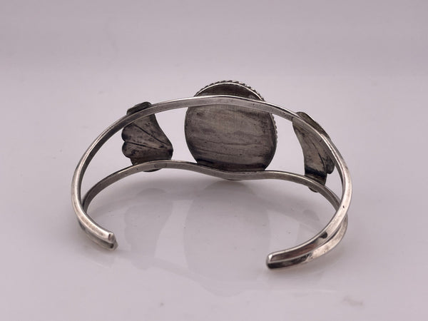 sterling silver multi-stone inlay flower cuff bracelet