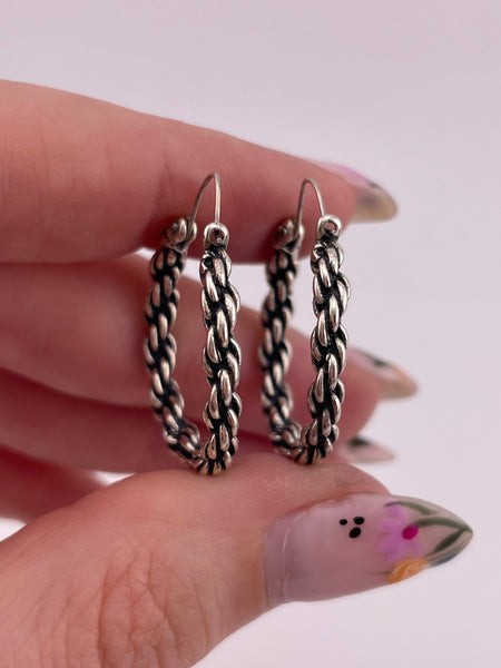 sterling silver rope chain hoop earrings ***Non-Sterling Hooks***