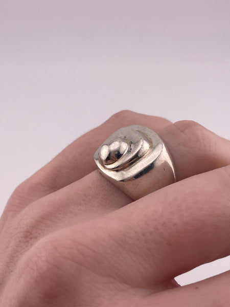size 6.75 sterling silver chunky stoneless stacked profile ring