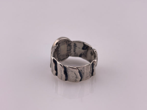 size 7.75 sterling silver opal simulant textured band ring