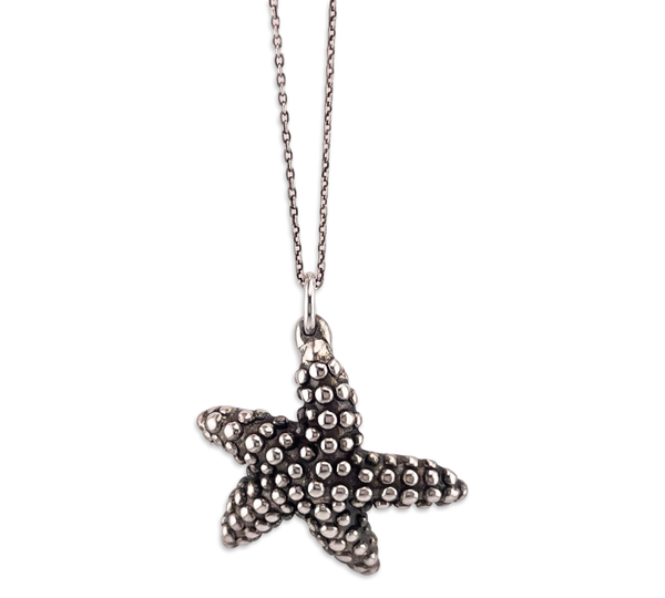 sterling silver 16-1/4" electro-form starfish necklace