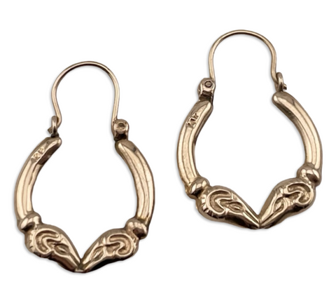14k yellow gold double-sided ram hoop earrings