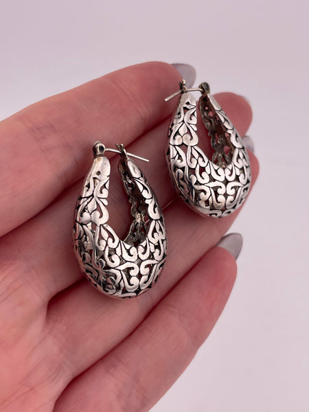 sterling silver cut-out basket hoop earrings