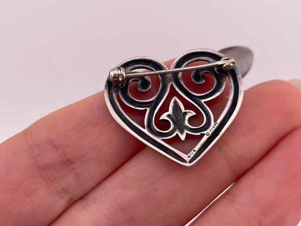 sterling silver James Avery heart scroll pin brooch