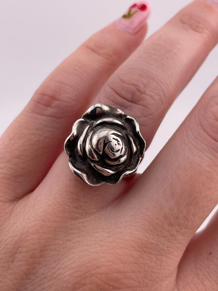 size 6.5 sterling silver rose flower ring