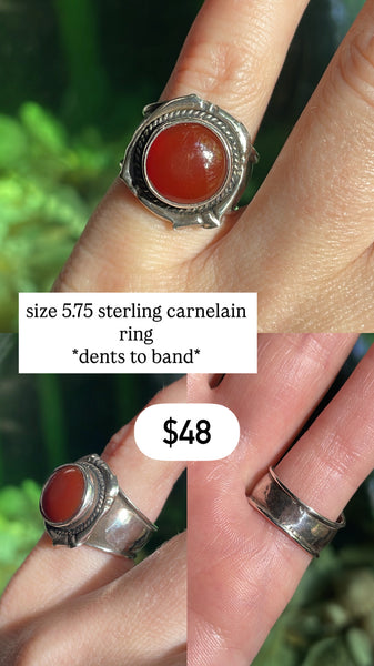RESERVED PRIVATE LISTING -- sterling silver carnelian ring B28