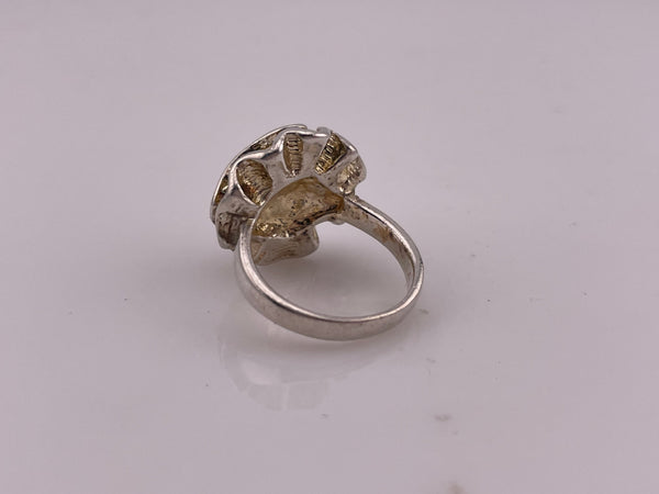 size 7.75 sterling silver abstract wavy flower ring