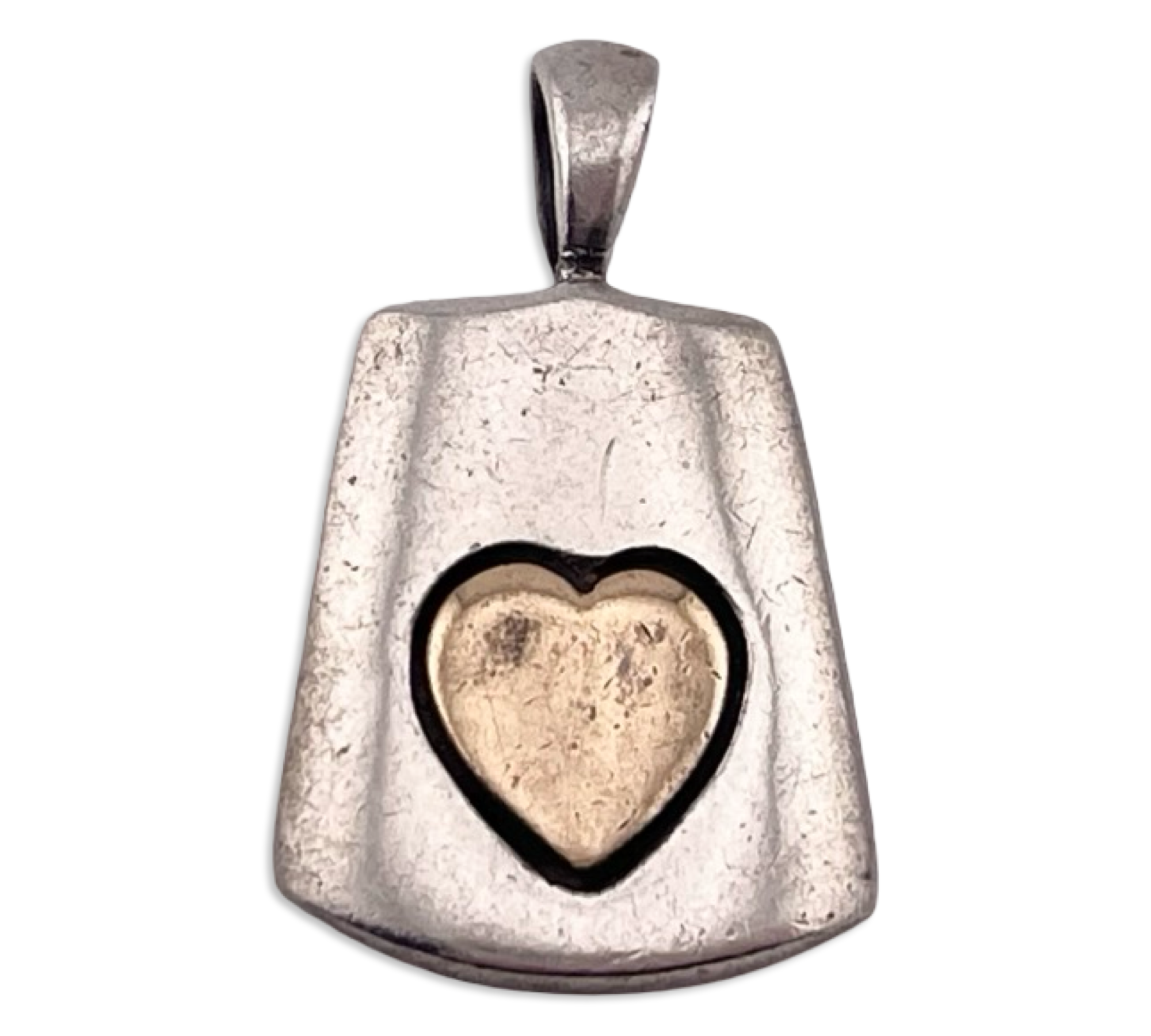 sterling silver & brass heart pendant