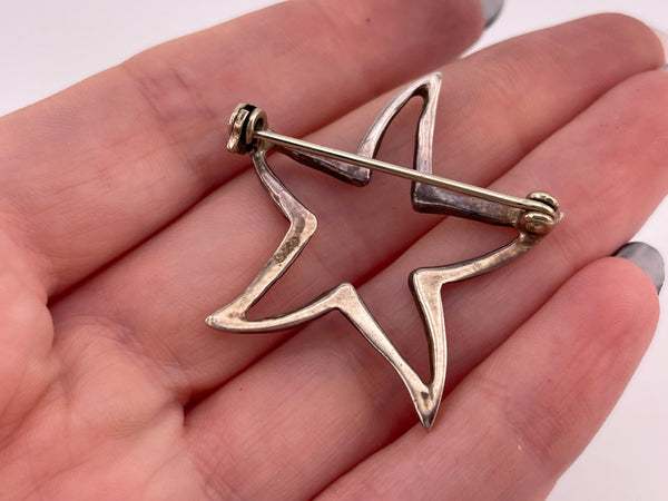 sterling silver star outline brooch pin