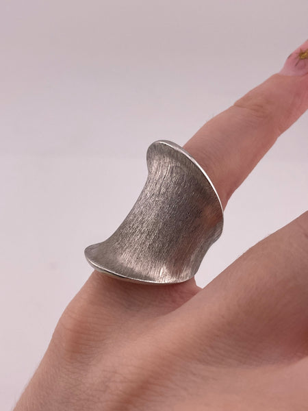 size 5 sterling silver brushed finish concave ring