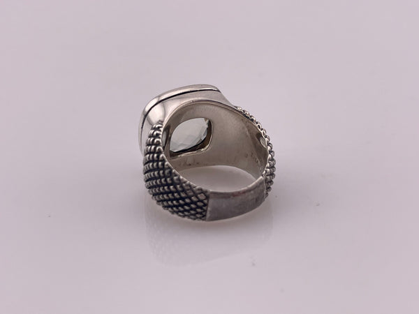 size 5 sterling silver chunky Michael Dawkins faceted prasiolite ring
