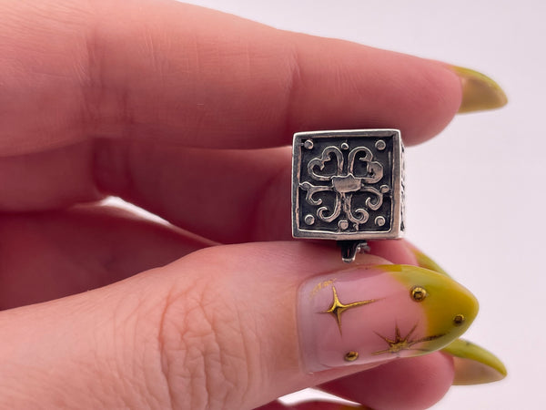 sterling silver Ichthus fish cross compartment box pendant