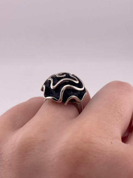 size 6 sterling silver squiggle spiral stoneless ring