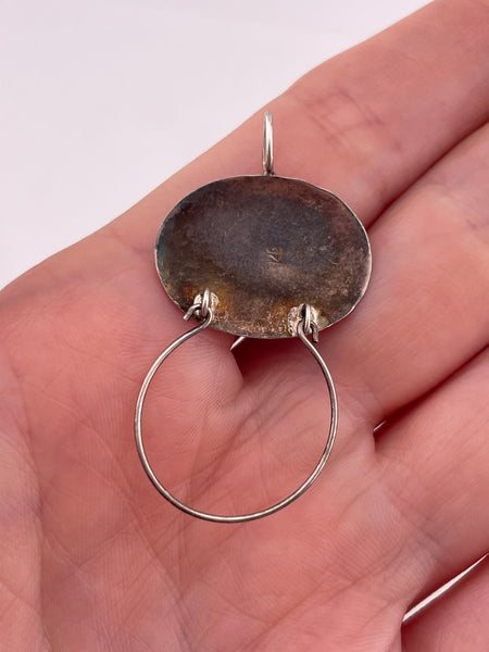 sterling silver etched charm holder pendant