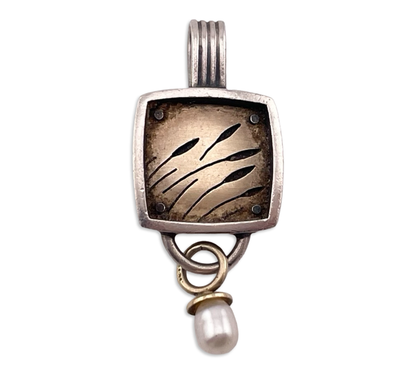 sterling silver & 10k gold artisan pearl pendant