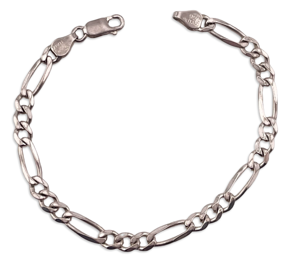 sterling silver 7 1/8" Italian figaro chain link bracelet