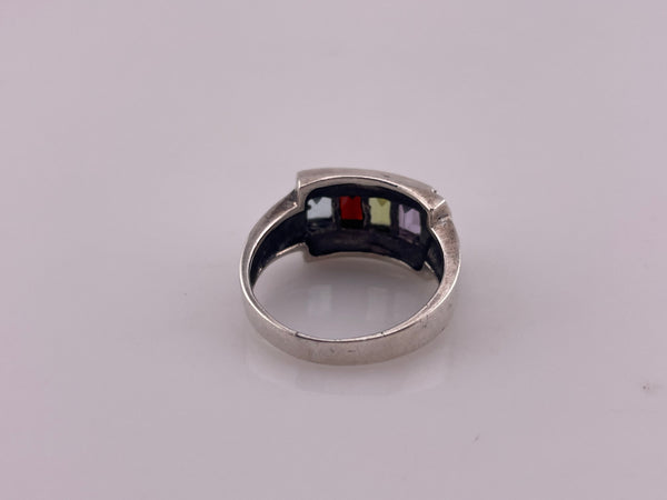 size 9 sterling silver faceted gemstone marcasite ring