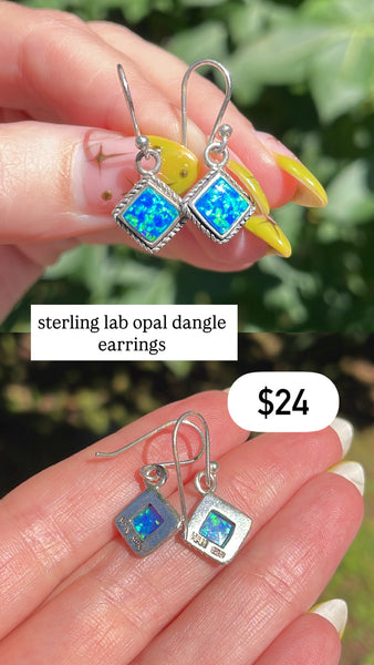 RESERVED PRIVATE LISTING -- sterling silver lab opal earrings B16