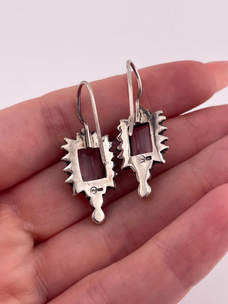 sterling silver faceted amethyst hook earrings