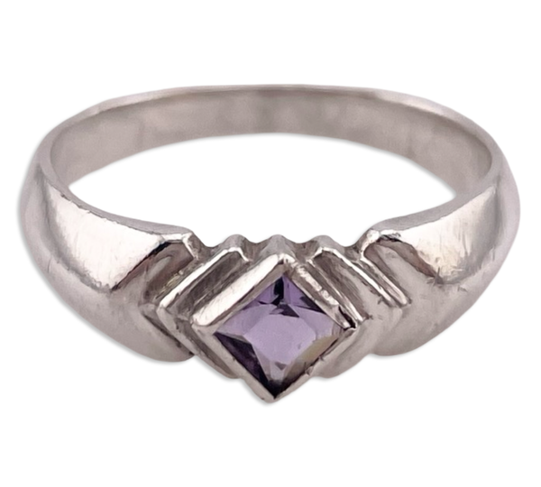 size 6.5 sterling silver faceted amethyst ring