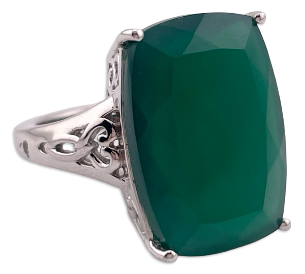 size 7 sterling silver faceted green onyx ring