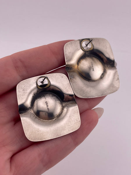 sterling silver large blue resin post earrings **non-sterling posts**