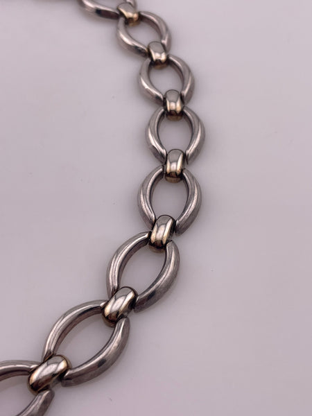 sterling silver 17-7/8" oval link collar necklace