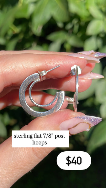 RESERVED PRIVATE LISTING -- sterling silver flat hoops A23