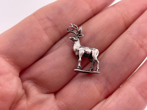 sterling silver deer charm pendant
