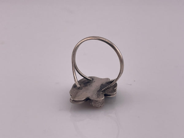 size 6.75 sterling silver turquoise & coral ring