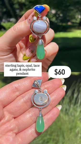 RESERVED PRIVATE LISTING -- sterling silver multi-stone pendant C25