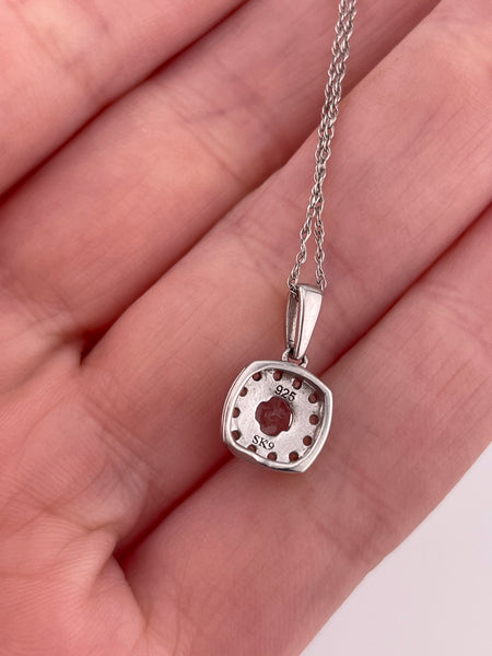 sterling silver delicate rhinestone pendant necklace