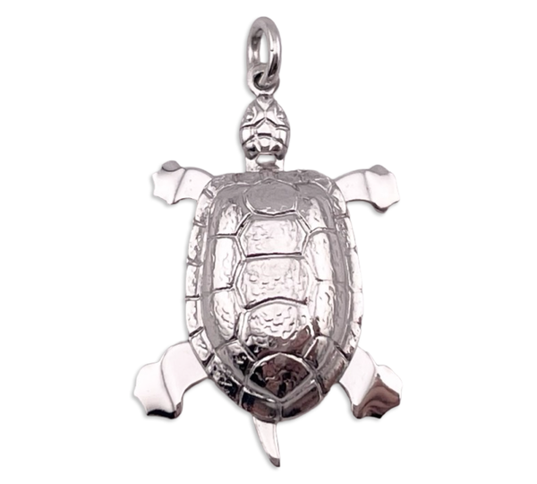 sterling silver rhodium plated turtle pendant