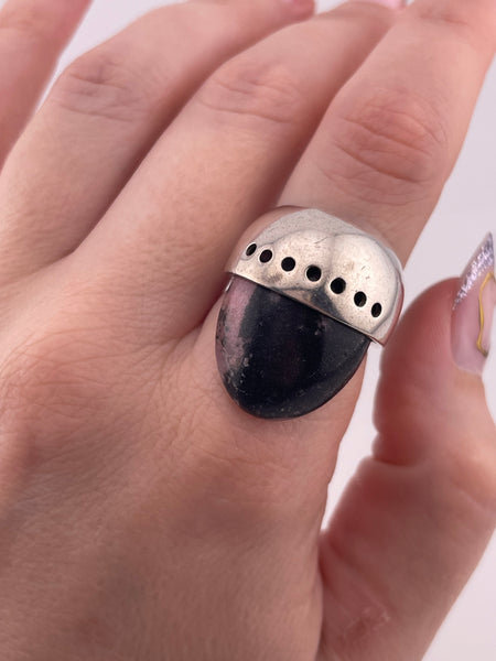 size 8 sterling silver rhodonite modernist ring