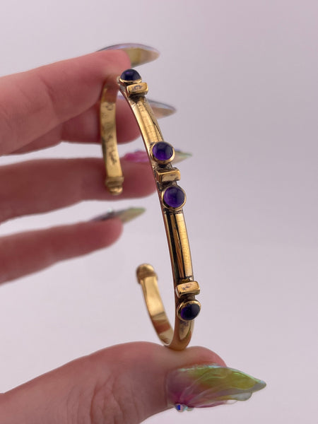 gold plated sterling silver amethyst cuff bracelet