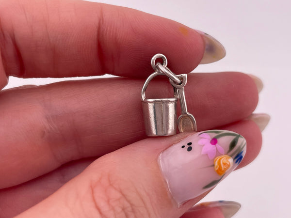 sterling silver sand pail and shovel pendant