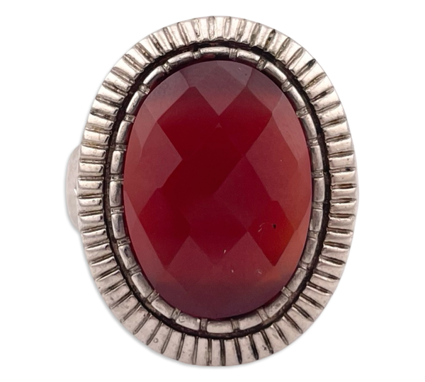 size 10 sterling silver faceted carnelian ring