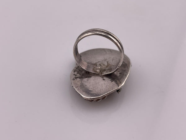 size 6 sterling silver rustic glass agate ring