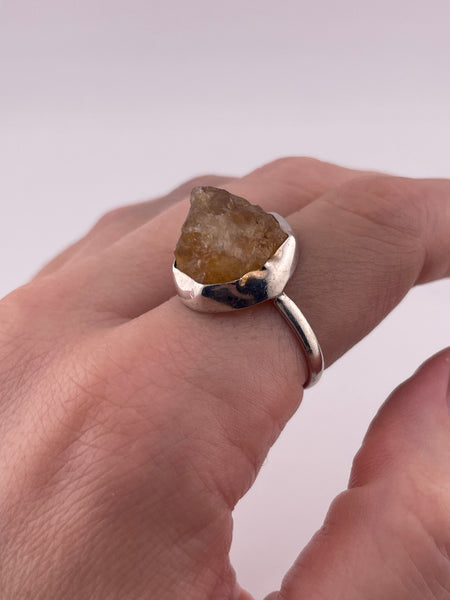 size 9 sterling silver raw citrine ring