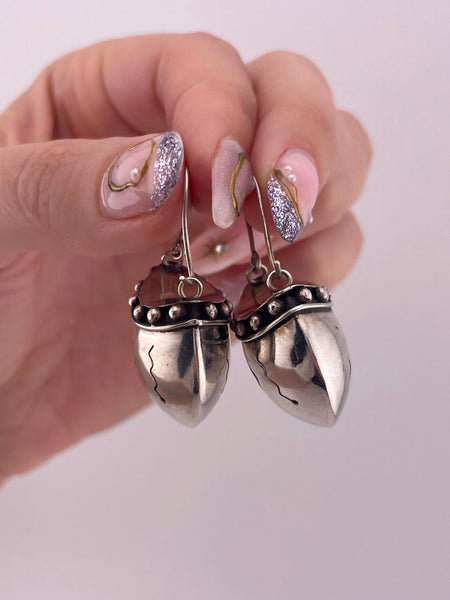 sterling silver stoneless cut-out chunky jug earrings