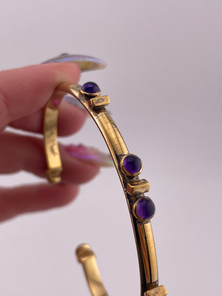 gold plated sterling silver amethyst cuff bracelet